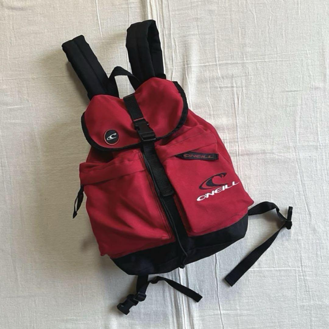 【00's】OLD O'NEILL y2k バックパック Y2K OLD O'NEILL リュック バックパック ロゴ刺繍 赤黒 テック系