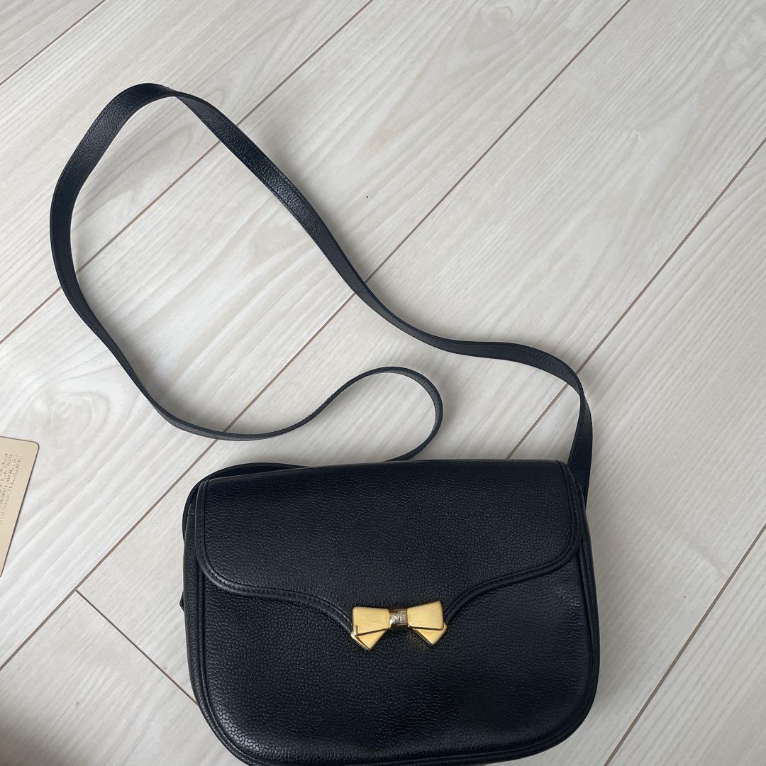 美品】希少 ニナリッチ ショルダーバッグ レザー 黒 ゴールド