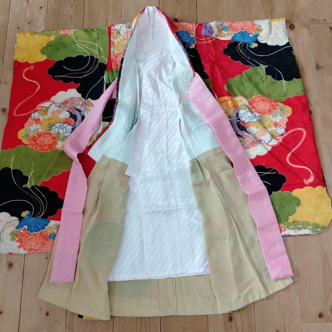 女の子３歳アンティーク着物/作り帯/草履/帯揚げ
作り帯　草履　帯揚げ　セット
