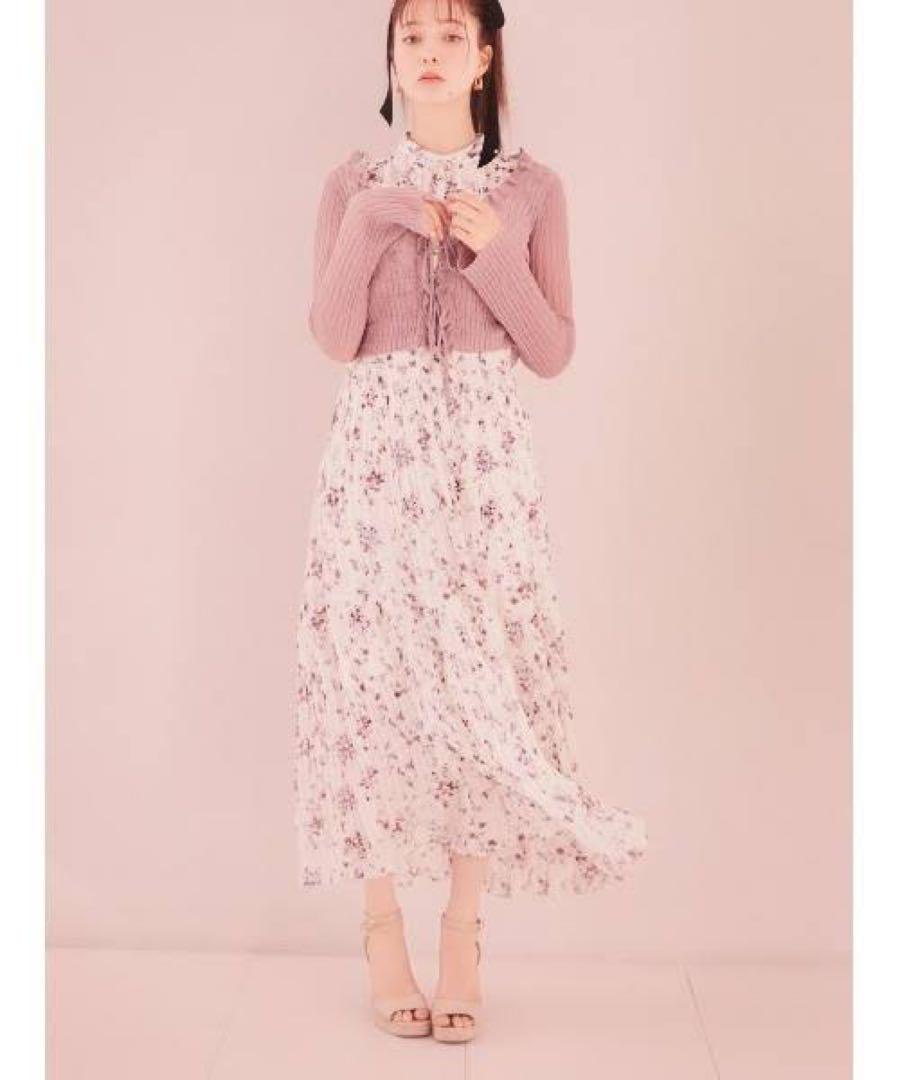 美品❤️SNIDELスナイデルSustainableフリルプリントワンピース