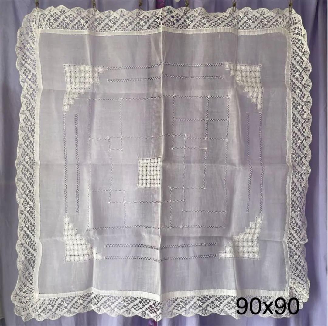 アンティークレース　シルクオーガンジー　ドローンワークのクロス