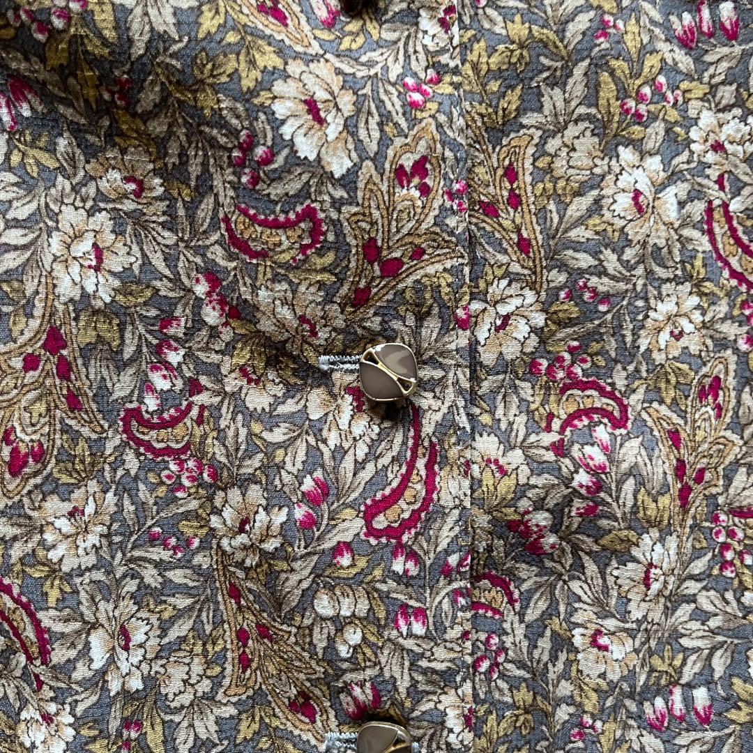 小花柄 ペイズリー 七分袖 ワンピース レトロ フェミニン 春秋コーデ J2