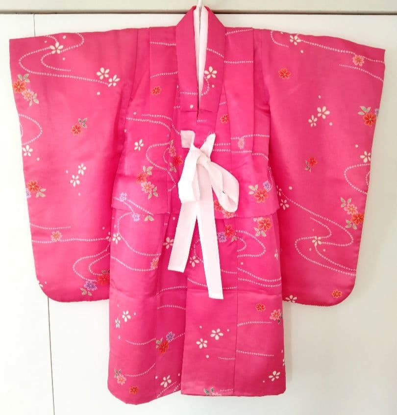 七五三 着物 和装 女の子 バッグ 髪飾り 足袋　セット 七五三》3歳 着物セット 被布 草履 足袋バッグ 髪飾り付き ピンク系 花