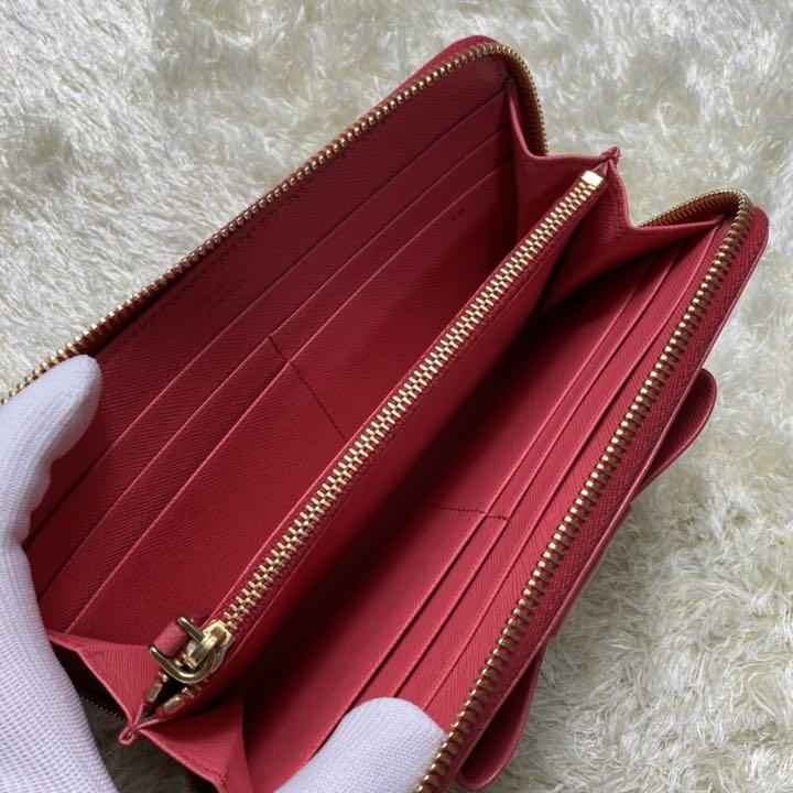 リボン❽ 極美品 フィオッコ ピンク 箱付き sN8MS-m39580341818 プラダ 長財布 サフィアーノレザー にプロフィ