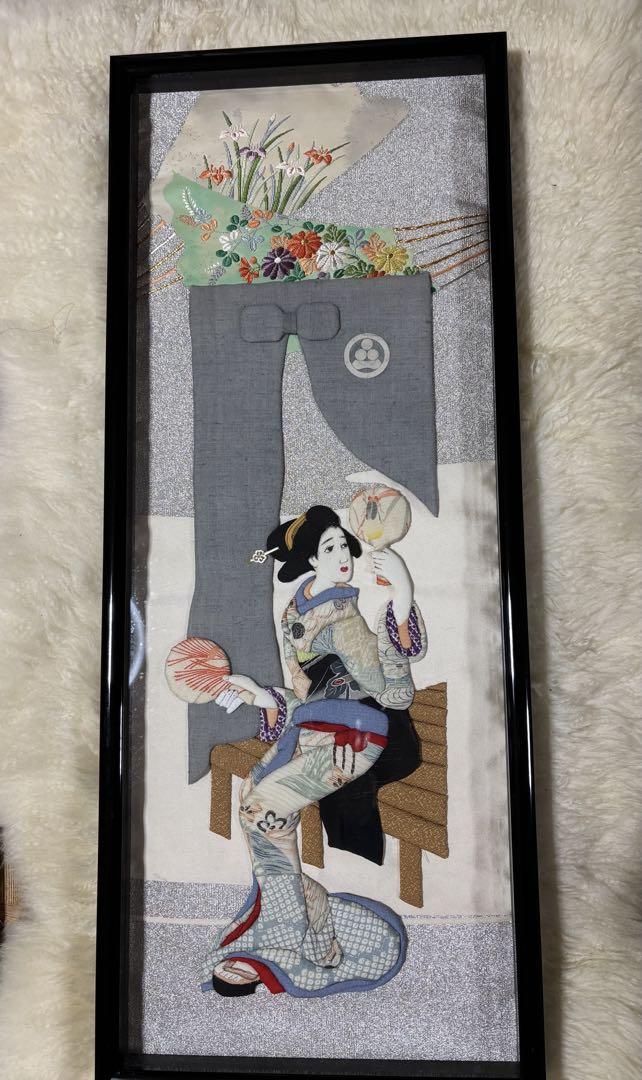 【浮世絵美人押絵　日本絵画のアート】 額縁付き！