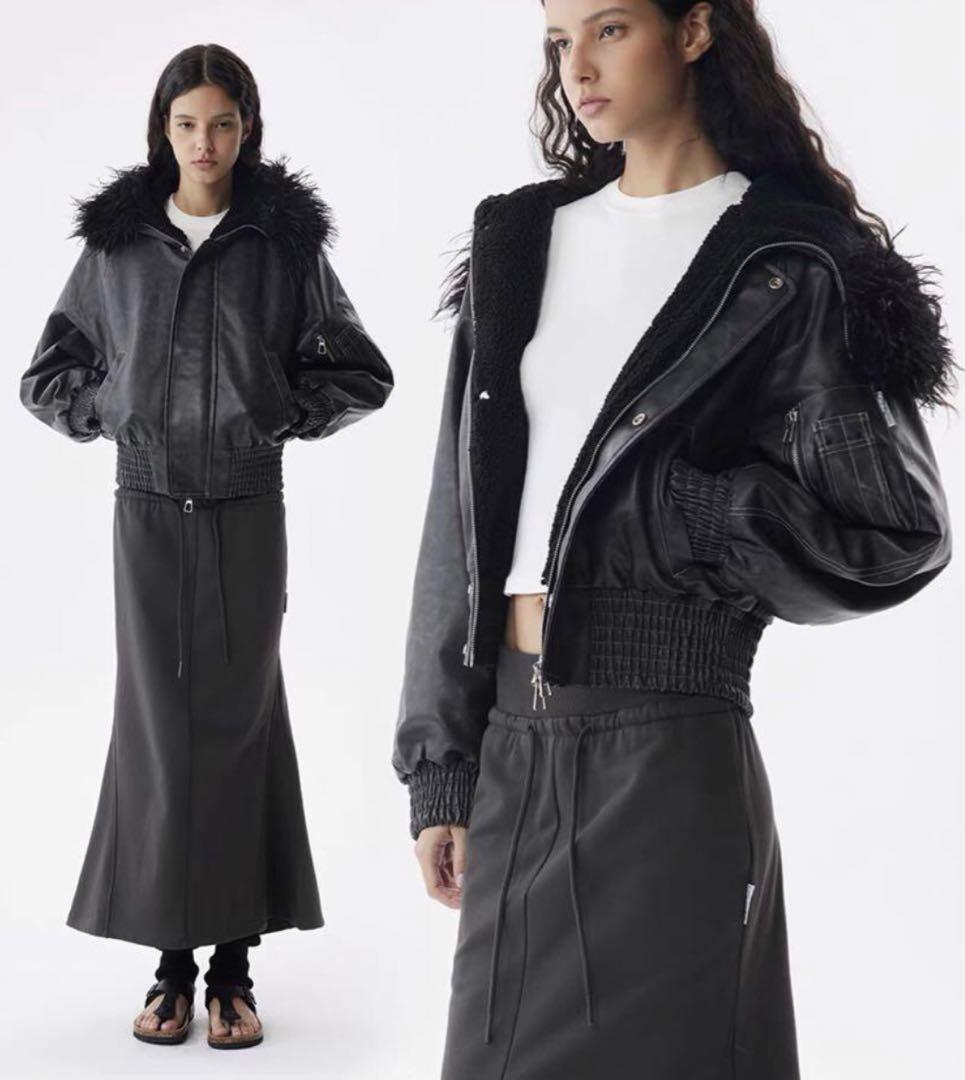 短丈 ファー fur foodie jacket opium y2k