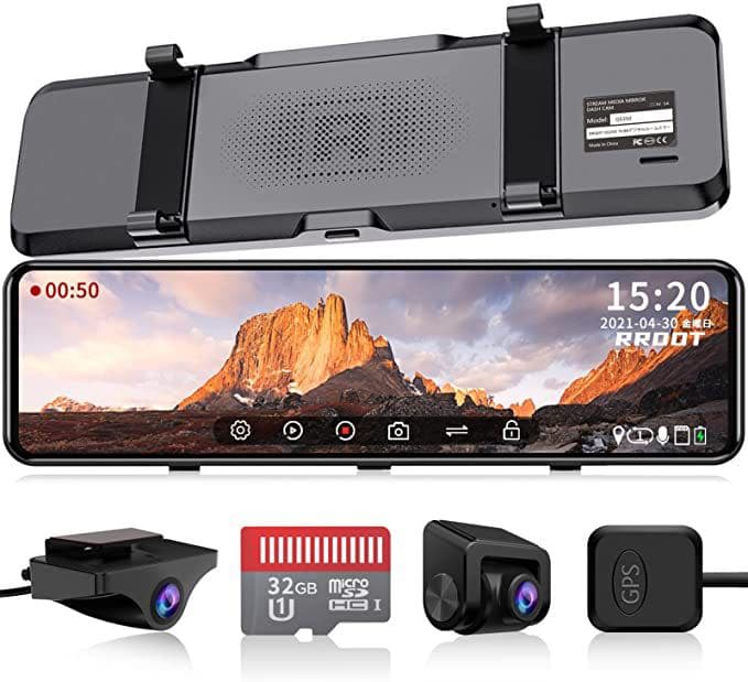 大特価⭐️RROOT ミラー型 ドライブレコーダー 型・前後カメラ完全分離