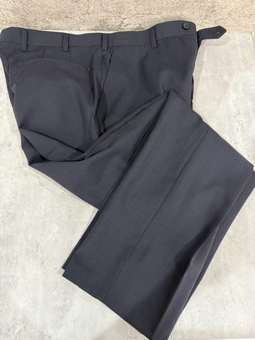 【新品】PERSON'S スラックスパンツ　ネイビー②