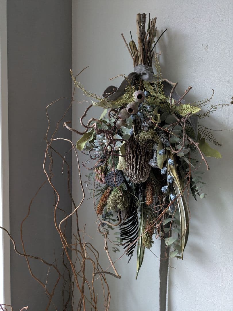 ドライフラワー　スワッグ　インテリア　バンクシア