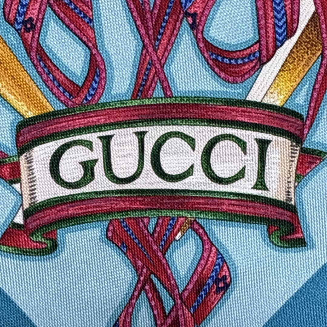 美品✨GUCCI グッチ シルク イタリア 花柄 ロゴ 大判スカーフ ストール