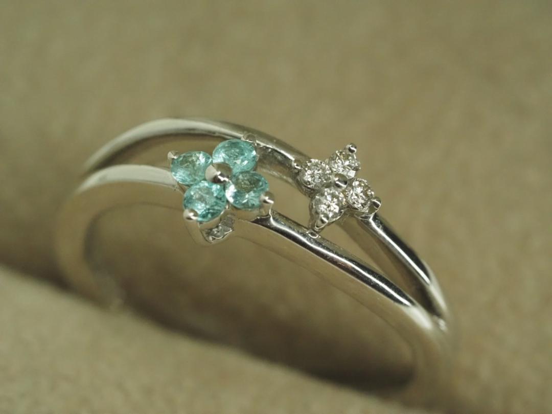 k18WG パライバトルマリン／ダイヤモンドリング K18WG パライバトルマリン ダイヤモンド リング 0.13ct D1.24ct