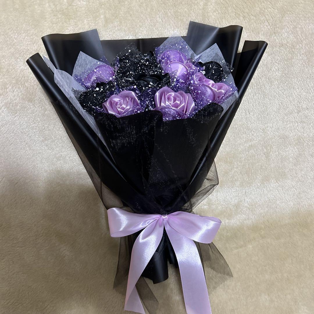 11本黒紫バラブーケ　プレゼント お祝い 枯れない花 永生薔薇　特別な人へ