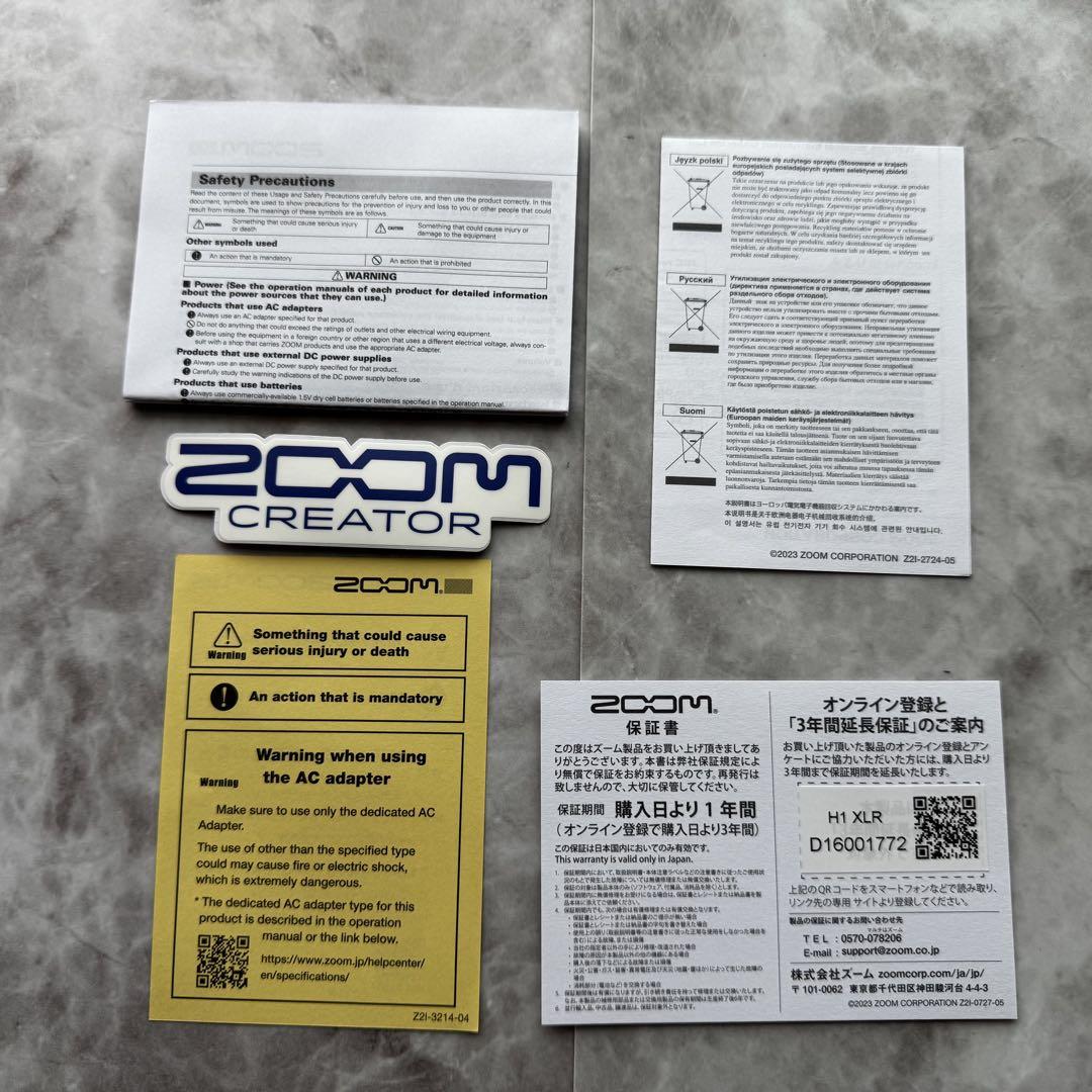 【美品】ZOOM H1 XLR 32bit float ハンディレコーダー