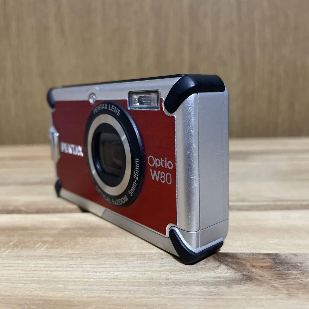 【防水カメラ】PENTAX optio W80 レッド 動作確認済 スマホ転送 防水カメラ】PENTAX optio W80 グレー 動作確認済 スマホ転送