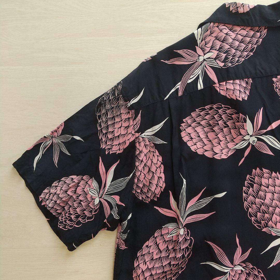 SUN SURF サンサーフ 半袖 アロハシャツ L パイナップル 紺