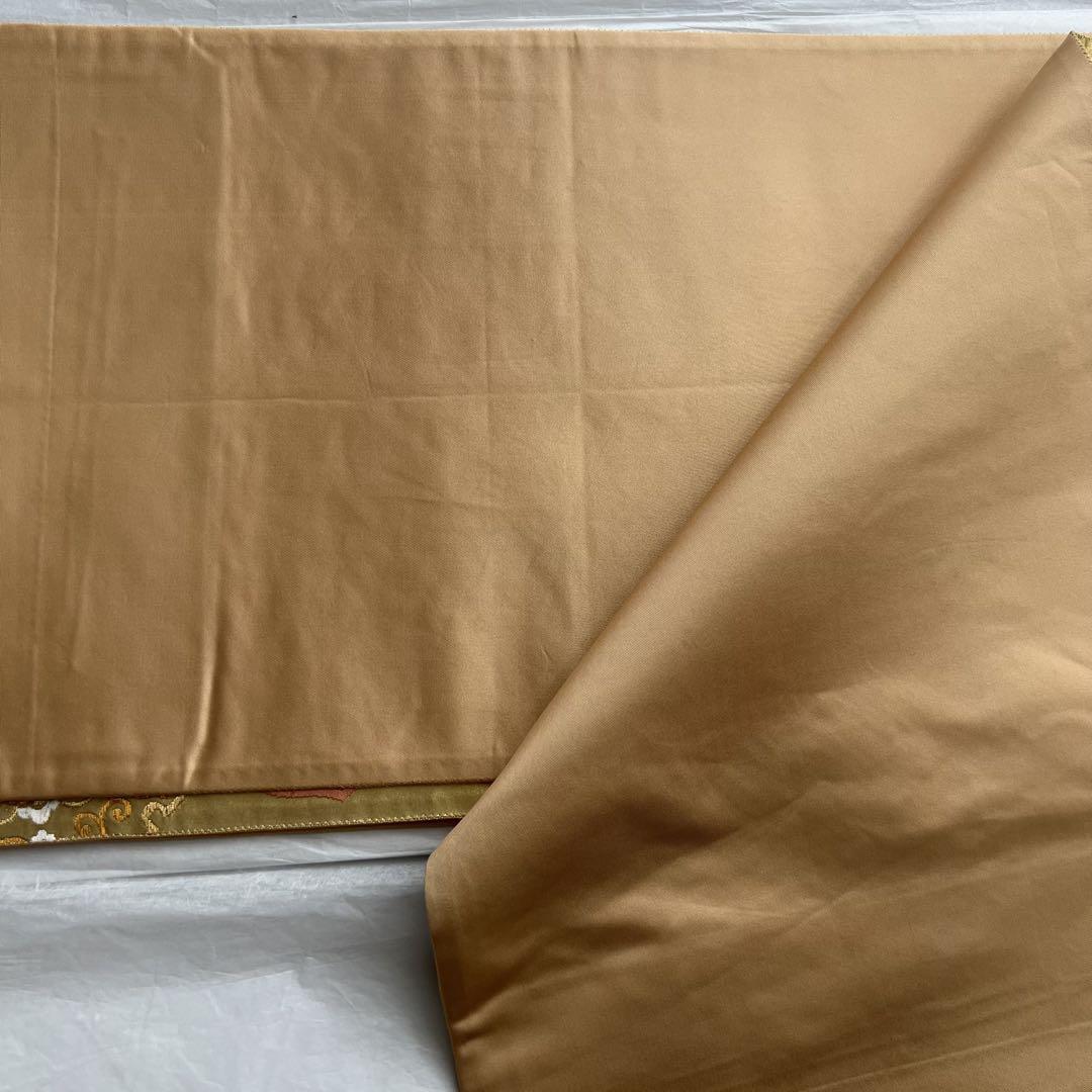 金色 花柄刺繍 袋帯 ゴールド 着物 帯