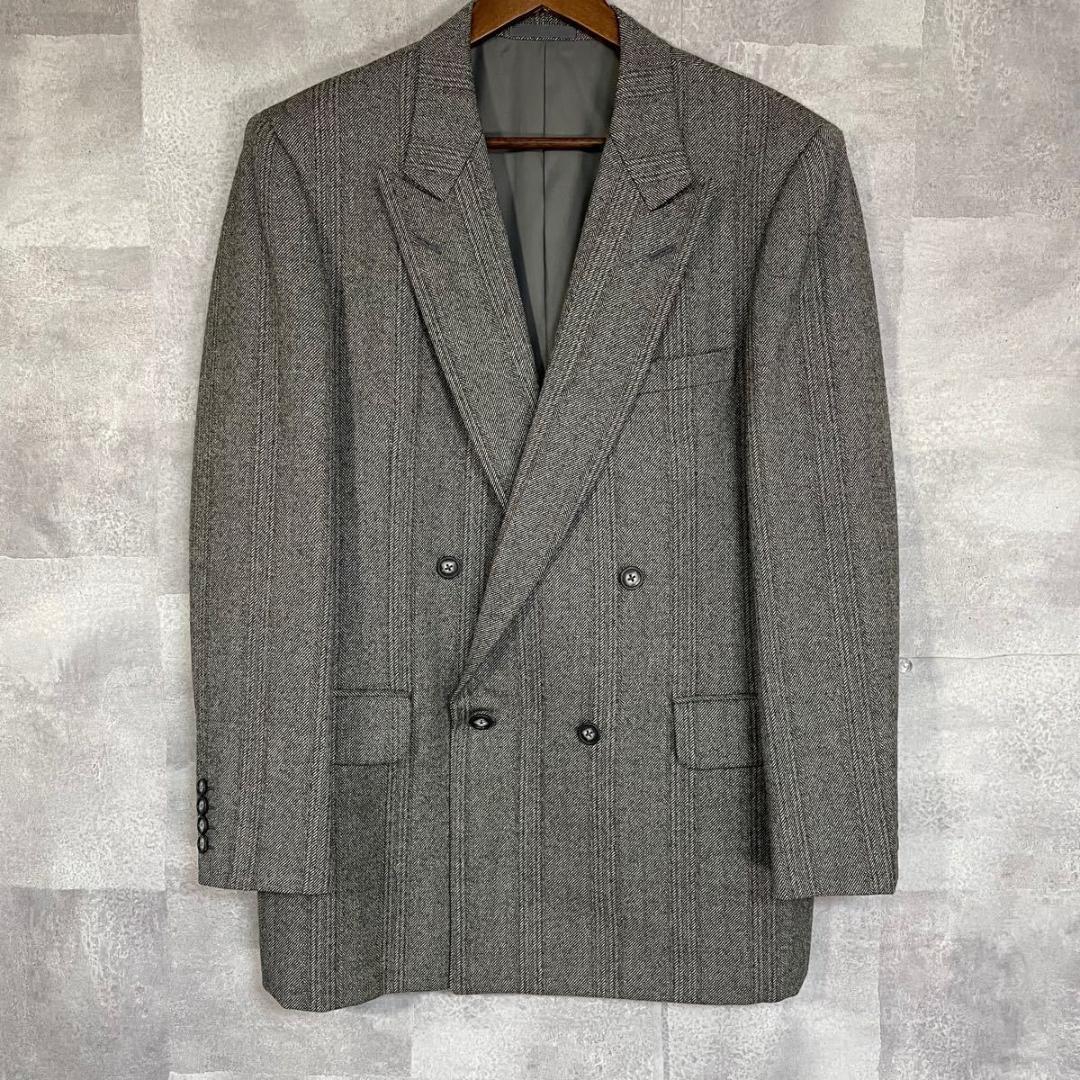 90´s BURBERRY バーバリー ウール ツイード セットアップ スーツ-