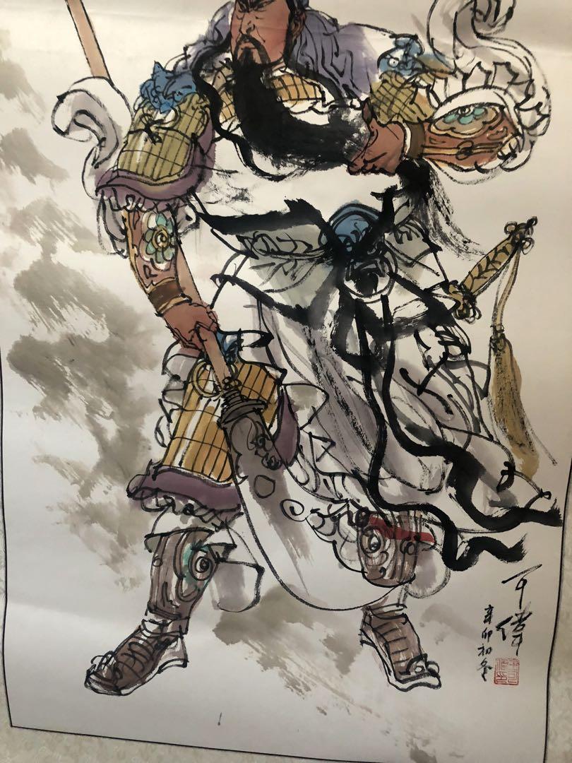 関羽立像　関公　関二爺　人物画　中国水墨画 関羽立像 関公 関二爺 人物画 中国水墨画 - メルカリ