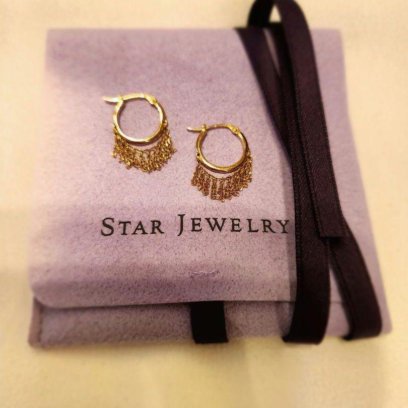 STAR JEWELRY K10 フリンジ付きピアス イエローゴールド