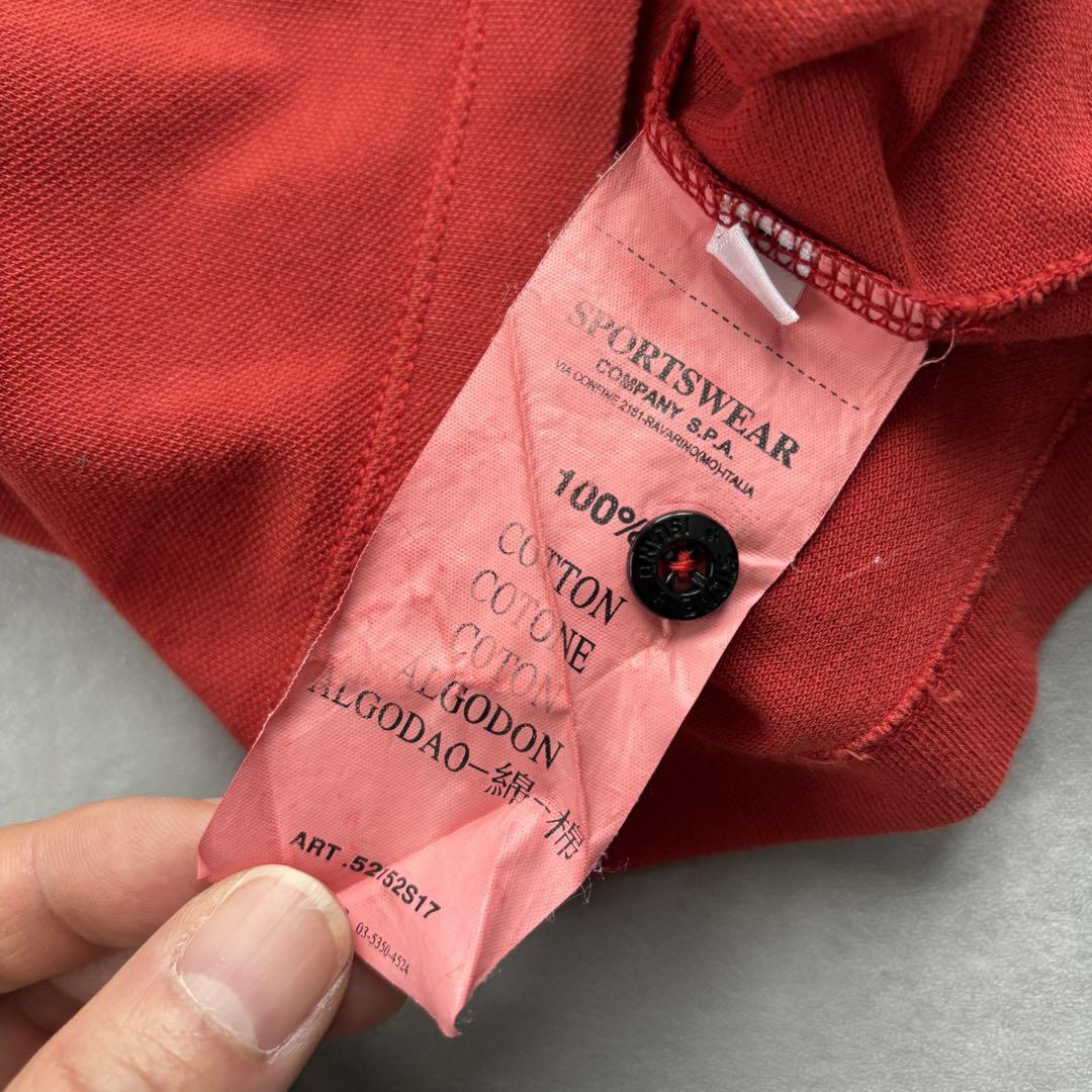 ストーンアイランド ポロシャツ 刺繍ロゴ 製品染め SLIM FIT 朱色【M】