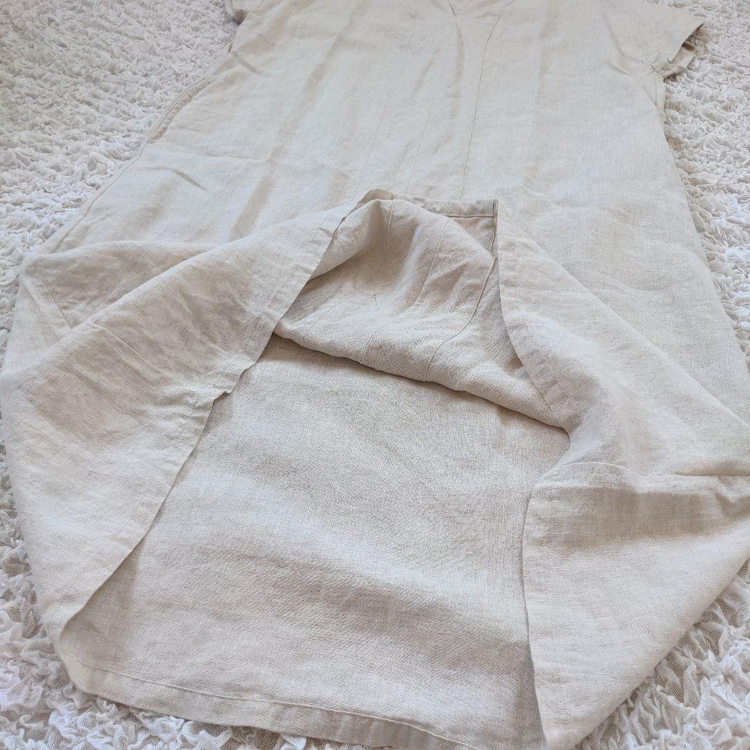 【美品】08mab　ゆったりリネン100% ロングワンピース　半袖