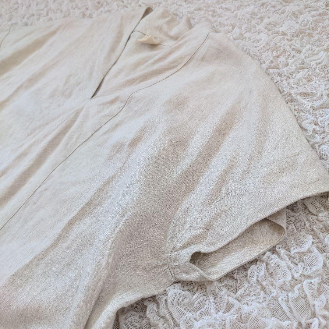 【美品】08mab　ゆったりリネン100% ロングワンピース　半袖