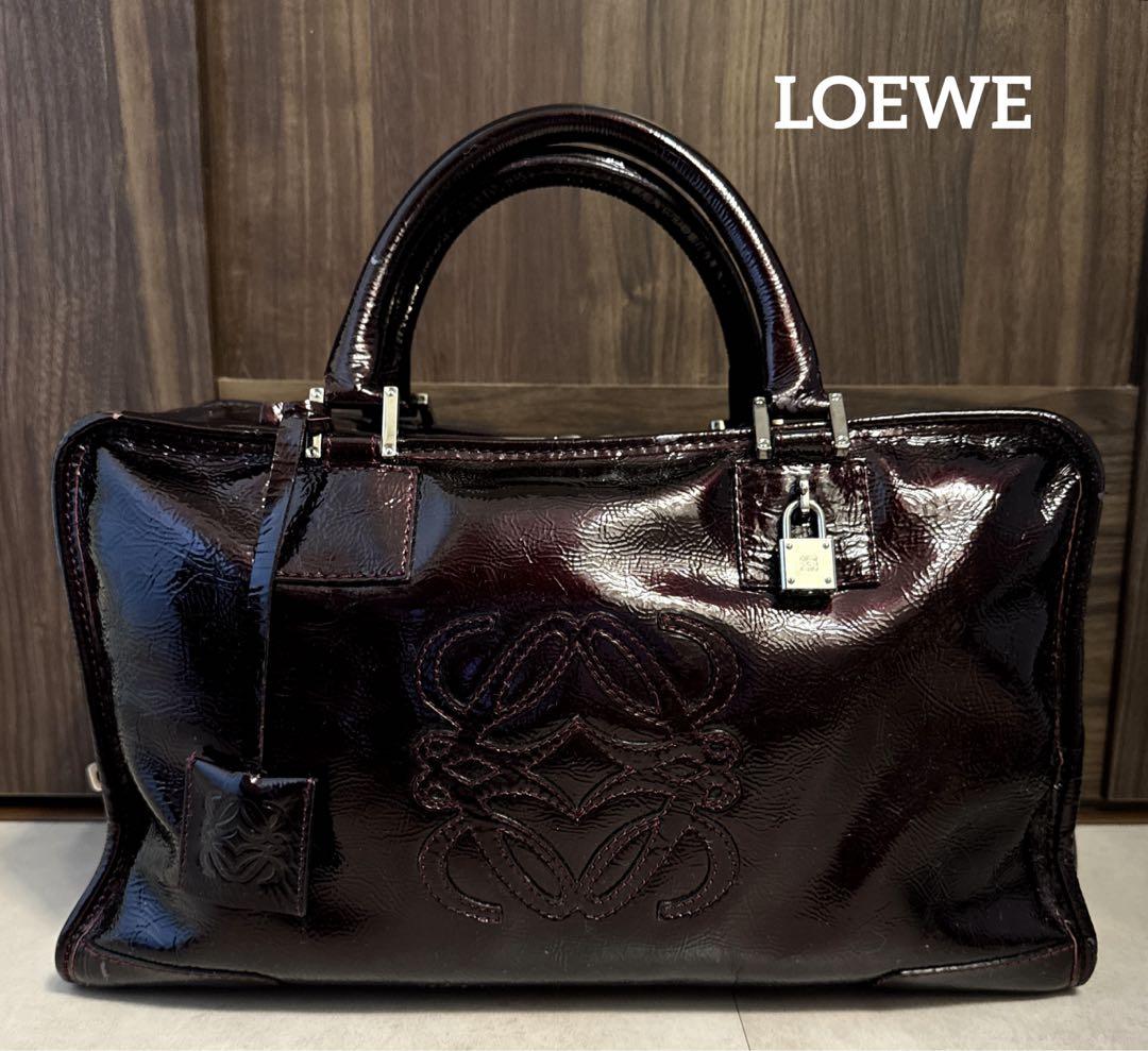 LOEWE ロエベ アマソナ36 ハンドバッグ エナメル ボルドー