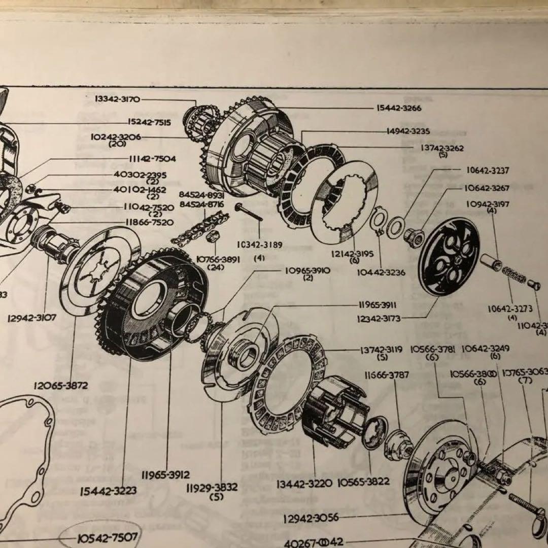 BSA A10のクラッチ周辺パーツ