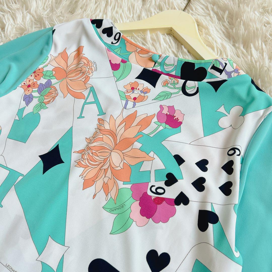 極美品✨ 希少 L レオナール ワンピース カンカン素材