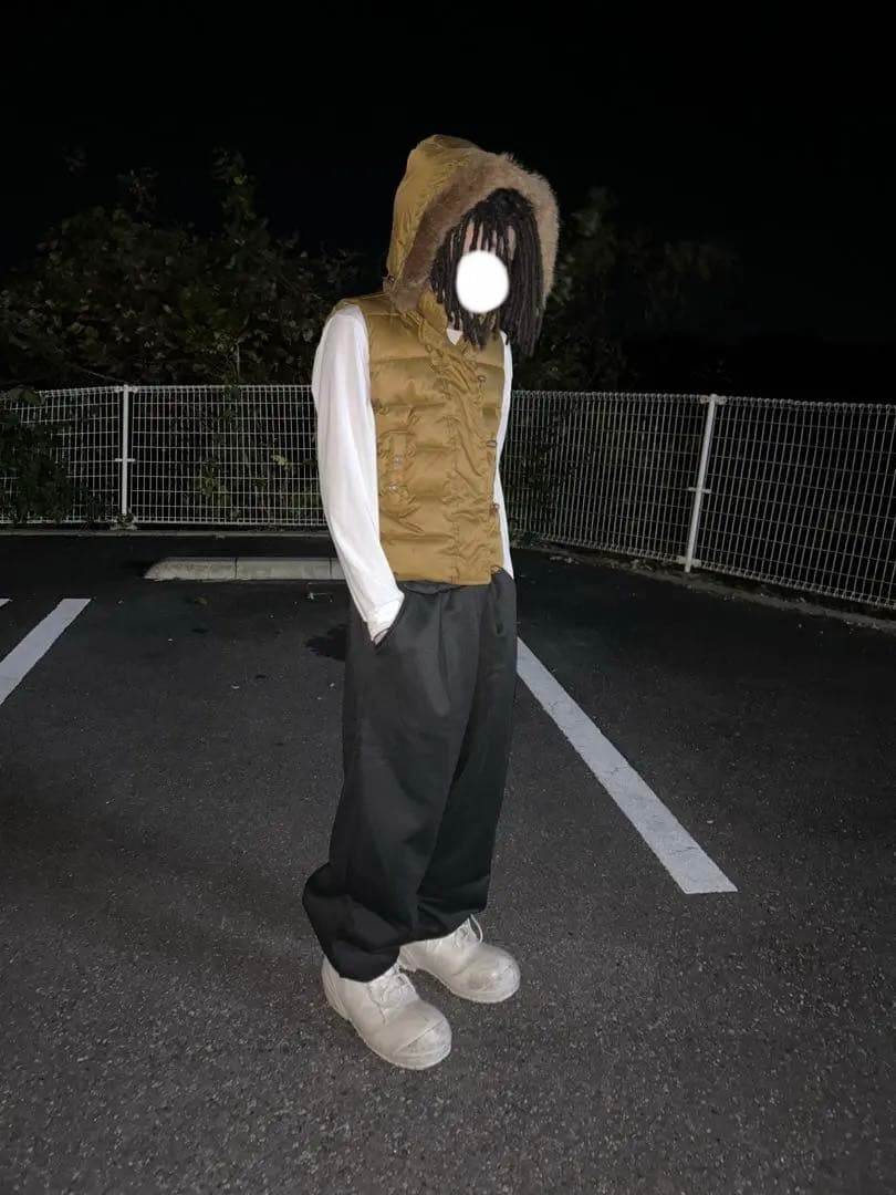 Y2K ファー付きダウンベスト 平成 ギャル男 光沢 短丈 opium