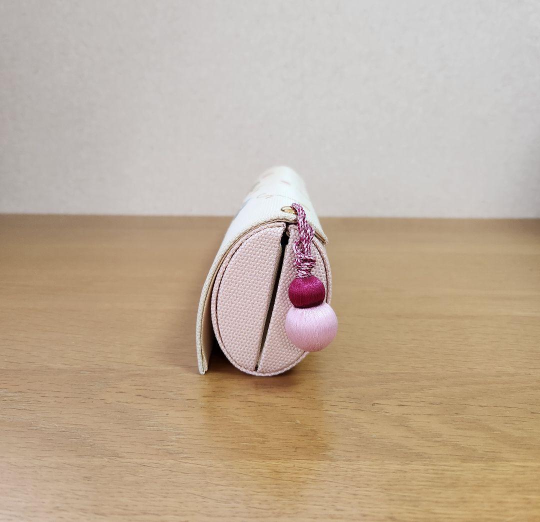 【お年玉セール特価】 楽艸 クラッチバッグ 松竹梅 刺繍 アイボリー/ピンク バッグ