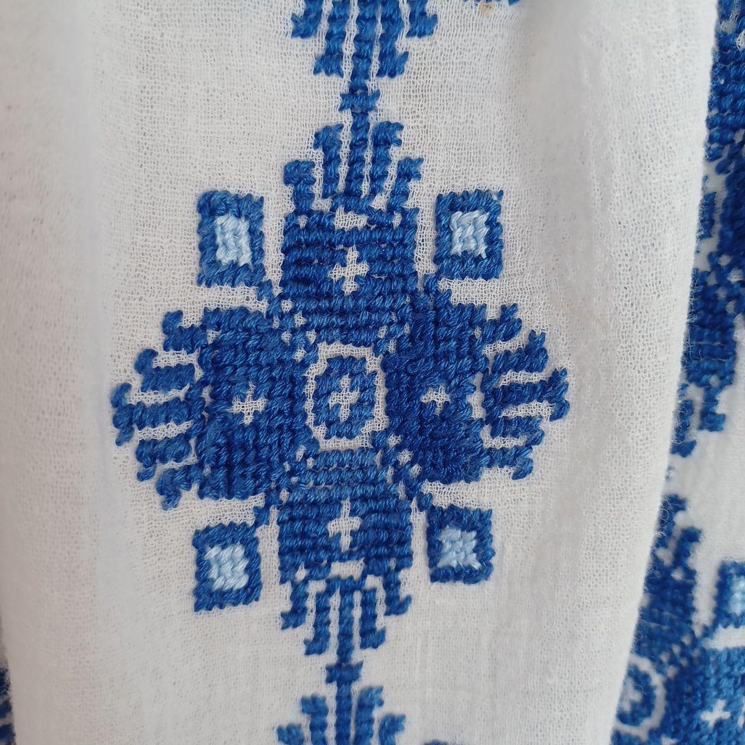 大人気新品をすべて ルーマニア手刺繍 長袖ブラウス レディース ホワイト/ブルー トップス