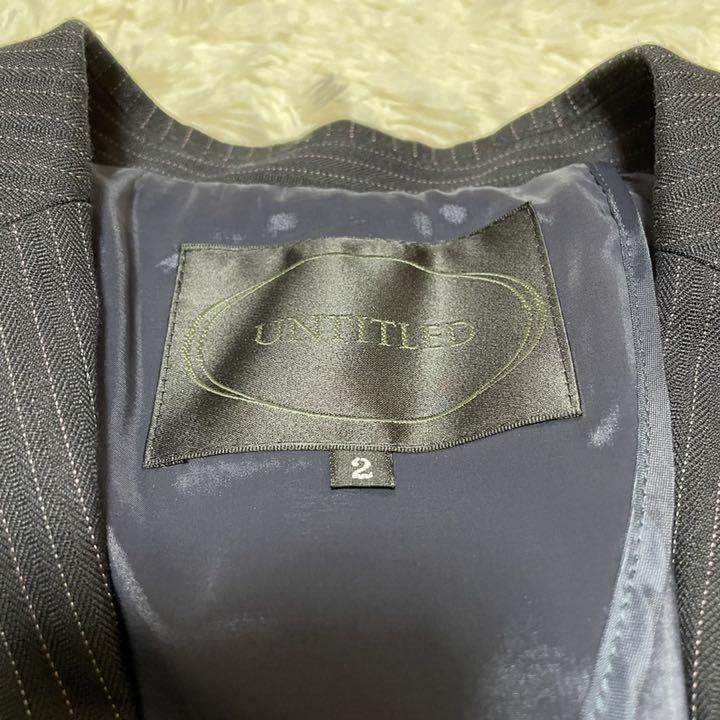 ませんので⒝ 極美品 黒 ストライプ シルク混 DiMLr-m39655333628 アンタイトル パンツスーツセットアップ カラーはブ
