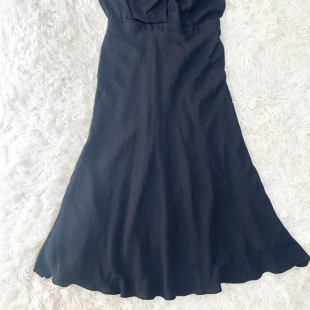 グッチ ドレープワンピース ロングドレス 総エンボス シルク 黒 38M GUCCI DECORATOM_COM_BR