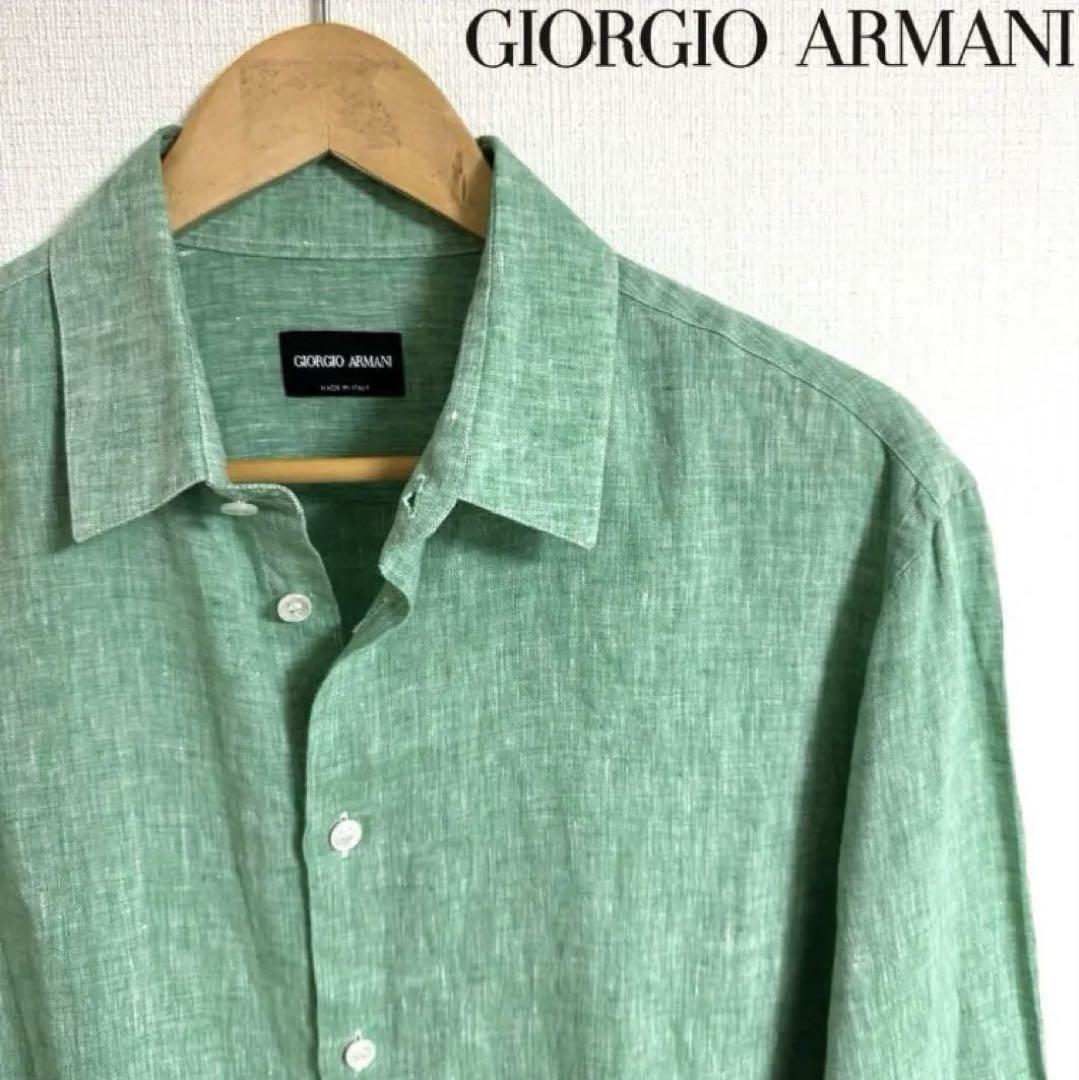 GIORGIO ARMANI リネンシャツ 麻 黒タグ ジョルジオアルマーニ