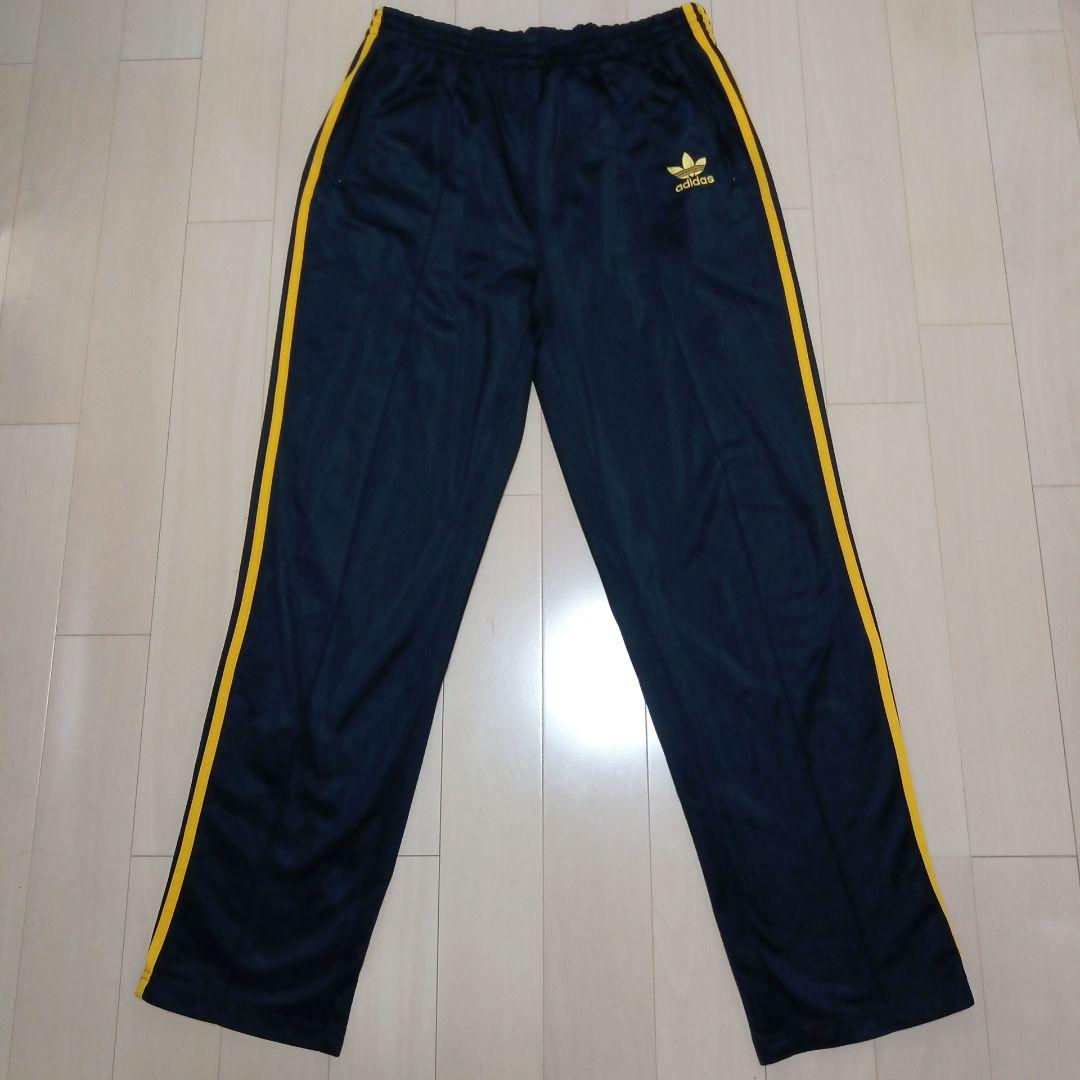 【SALE】 adidasトラックパンツ ブラック✕イエロー ヴィンテージ美品 パンツ