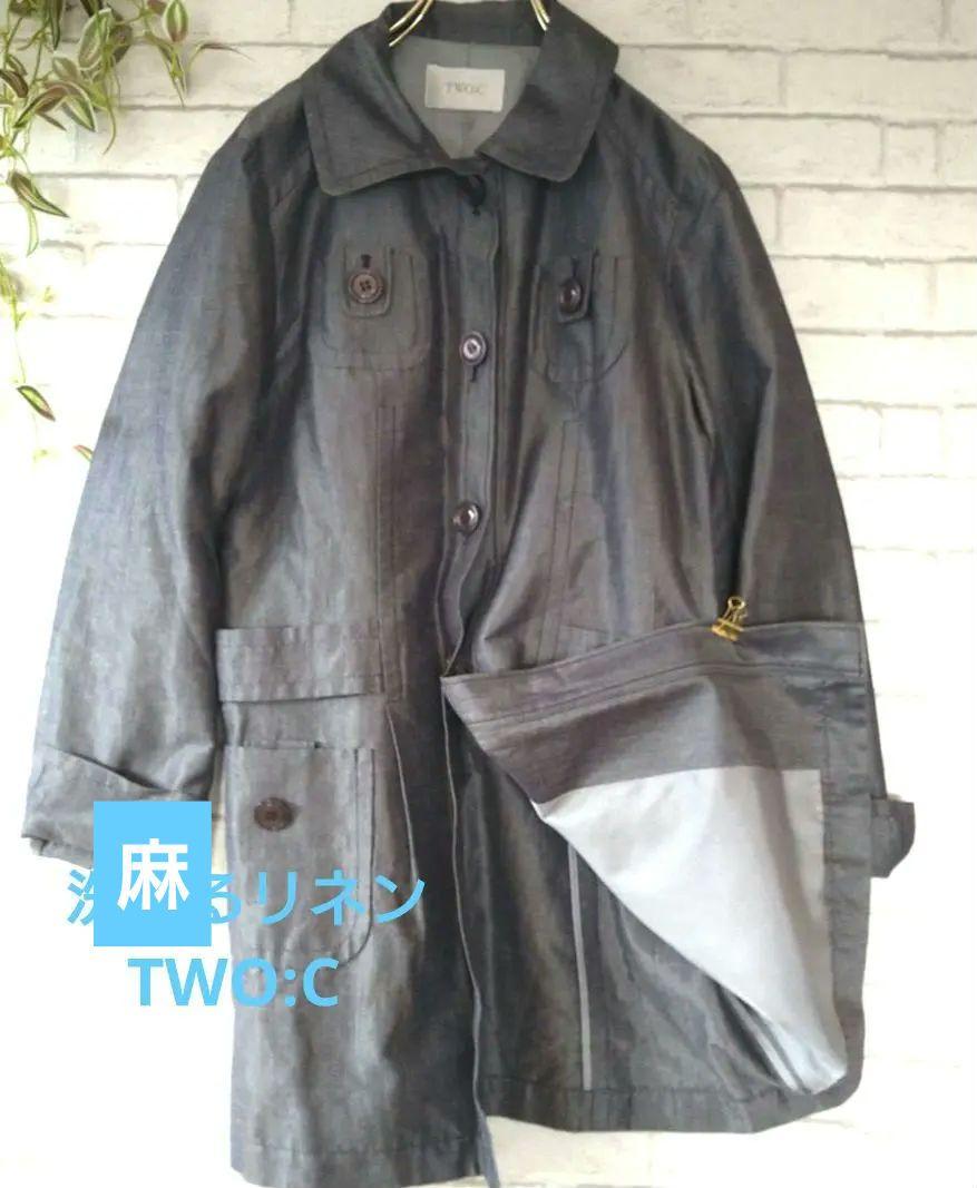 ✨洗えるリネン✨TWO:Cトゥーシー麻混グレー サマージャケットトレンチコート