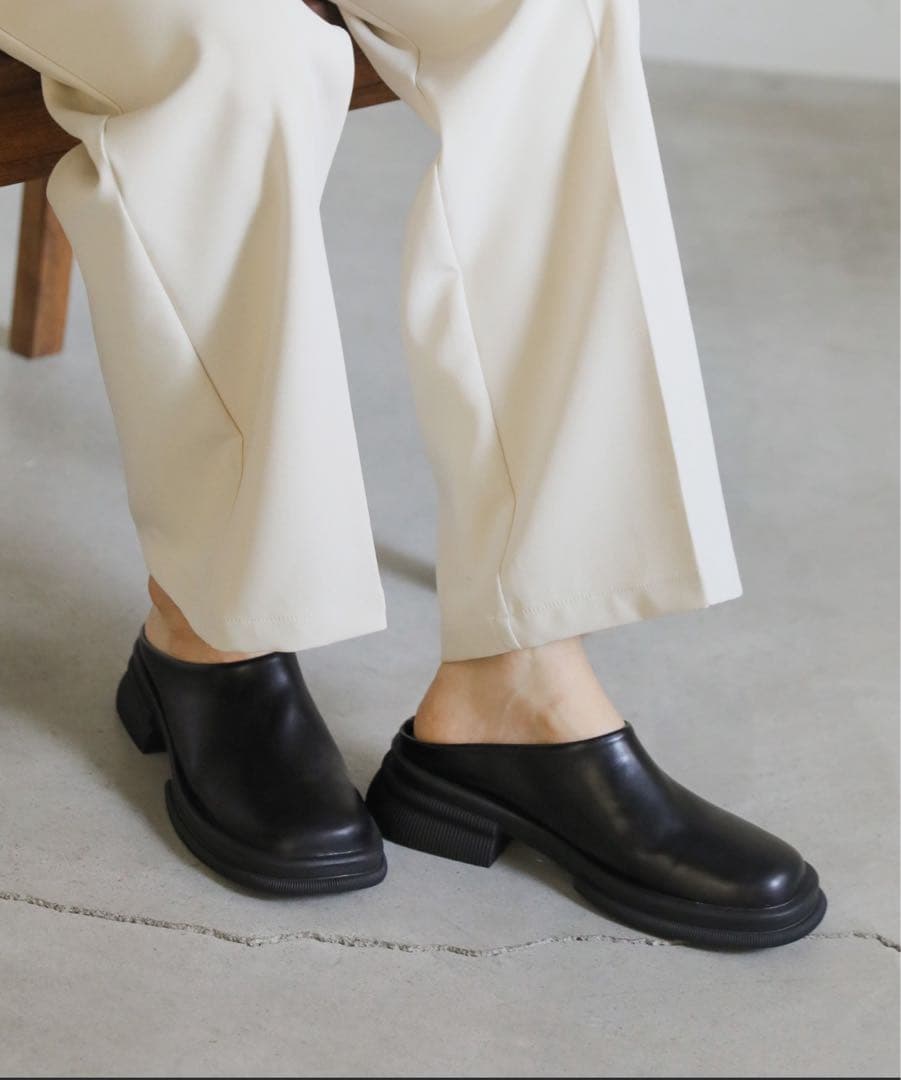 select MOCA  黒 サボサンダル フェイクレザースライドシューズ｜軽くて便利・ビジネス向けにぴったり 実績店 宅配対応