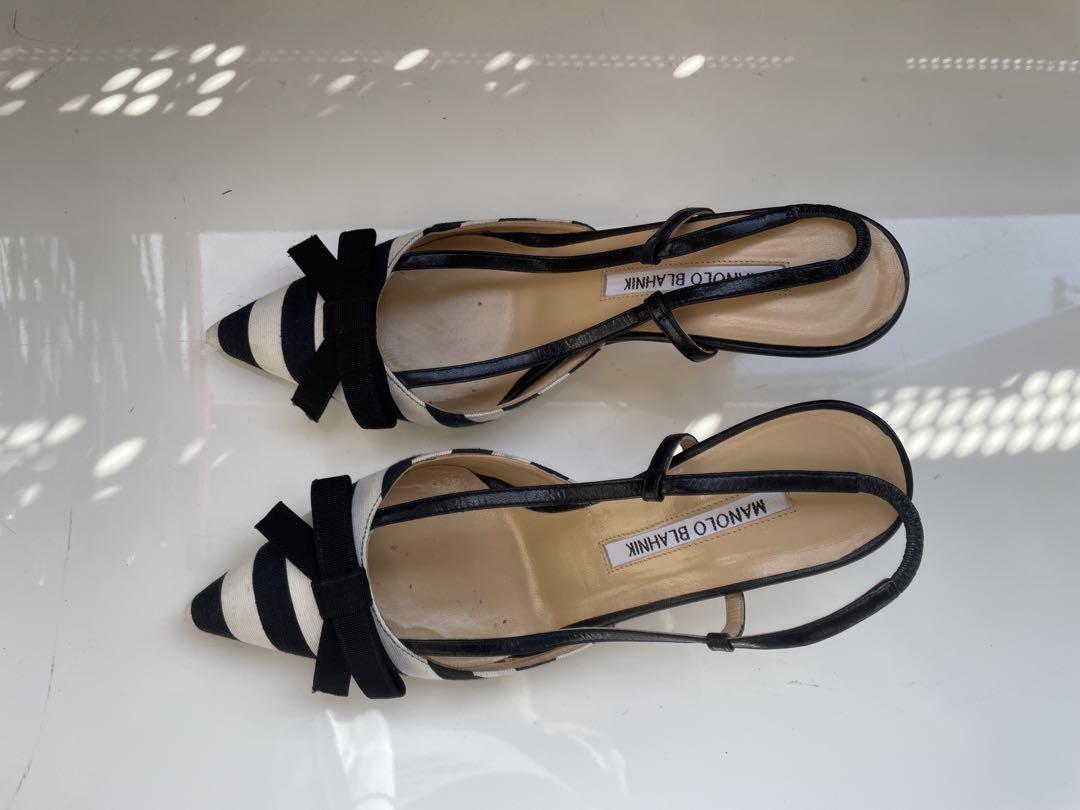 ずっと気になってた MANOLO サンダル ストライプ BLAHNIK 靴