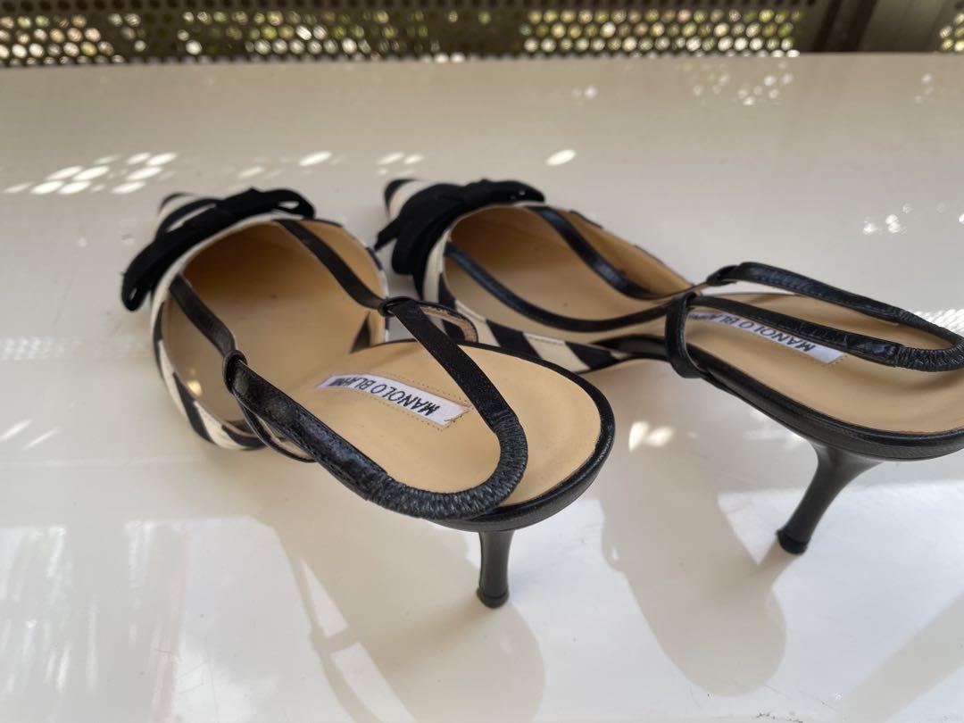 MANOLO BLAHNIK ストライプ サンダル 靴