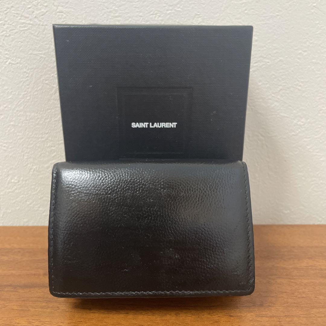 SAINT LAURENT ブラック レザー 三つ折り財布