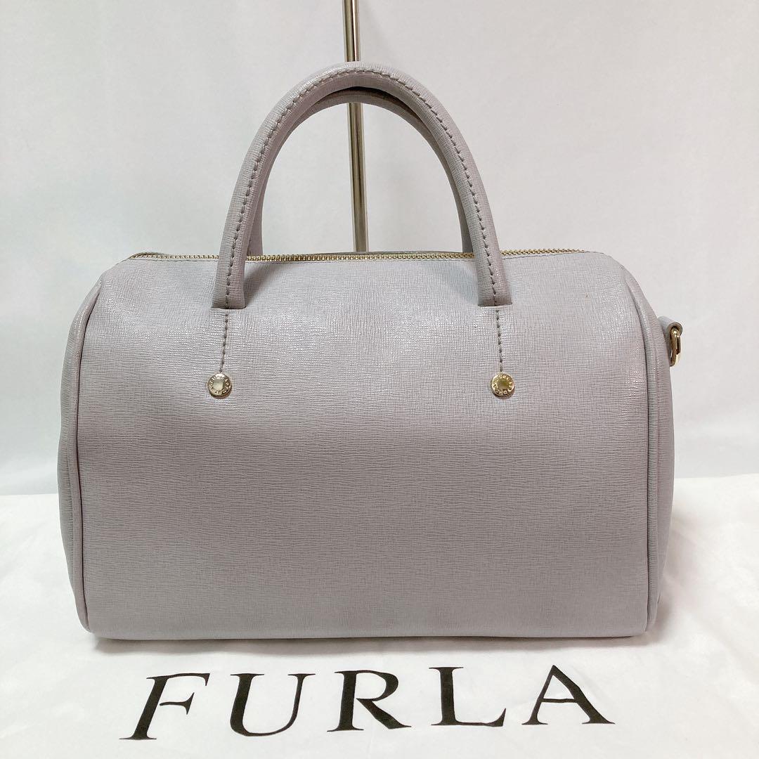 【美品】FURLA フルラ ミニボストンバッグ ALISSA 2WAY レザー