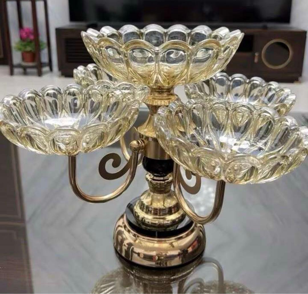 ガラス皿 欧風回転可能な果物皿 果物皿 フルーツプレート 置物 工芸品 欧風食器