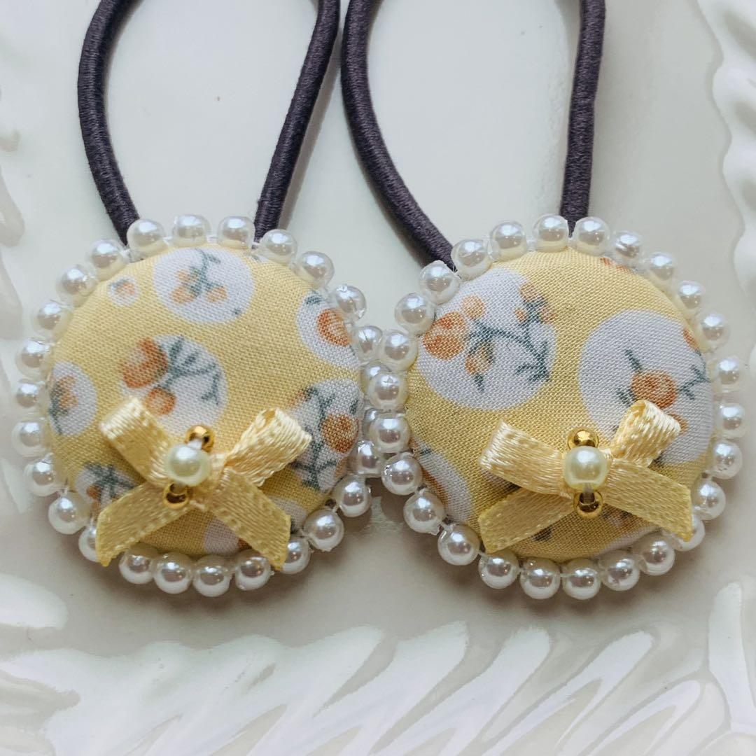 817✾︎ ハンドメイド　ヘアゴム2個セット　22㎜くるみボタン　リバティ