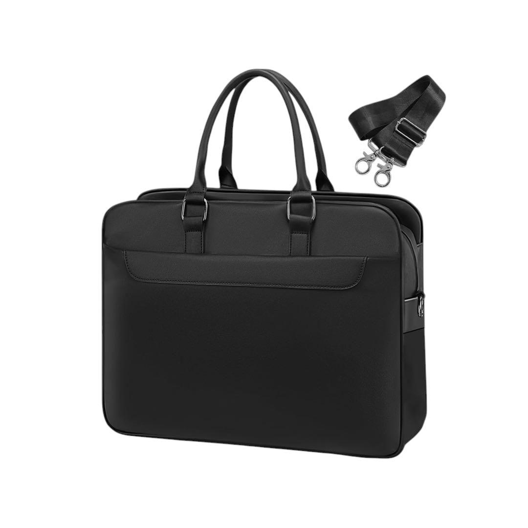 ビジネスバッグ メンズ PC対応 A4対応 防水 PUレザー ブラック 大収納