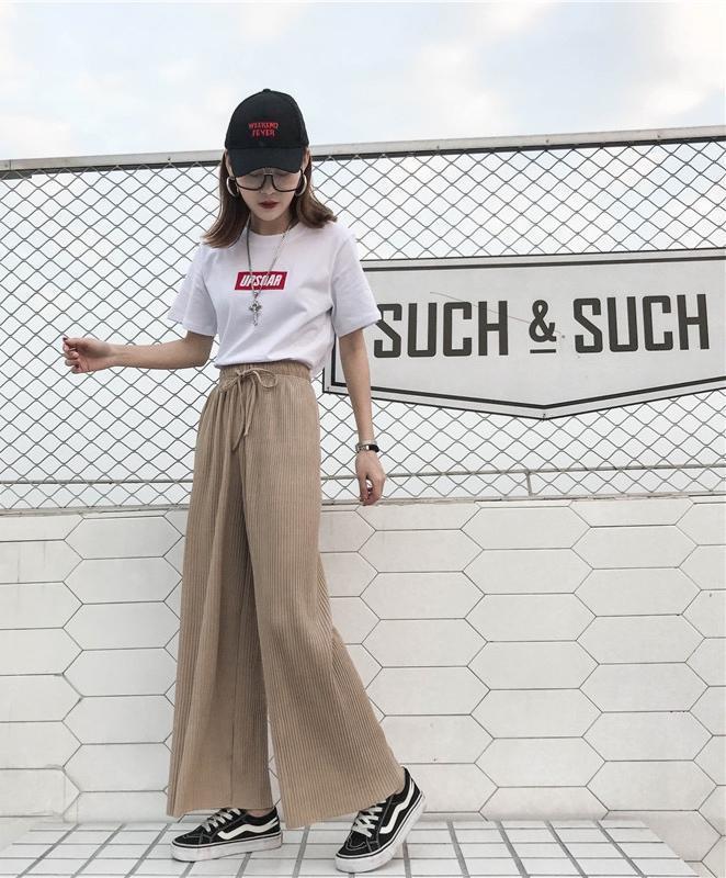 本物保証 ｄ プリーツパンツ 人気 レディース ベージュ ワイドパンツ リブ カジュアルパンツ