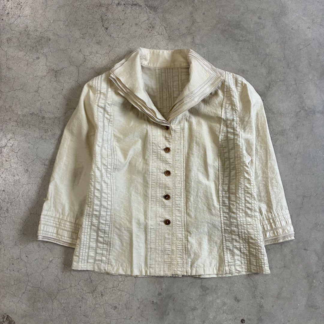 90\'s vintage ブラウス カジュアル ベージュ フリル レーヨン