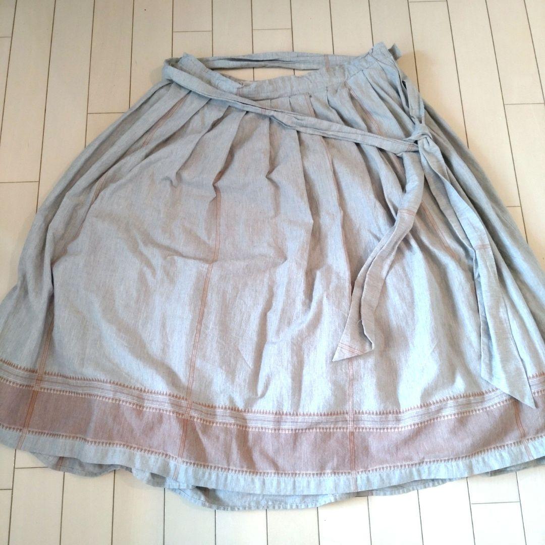 ドラッグストアーズ fu-ai リネン風グレーラップスカートFREE SIZE・drug store's