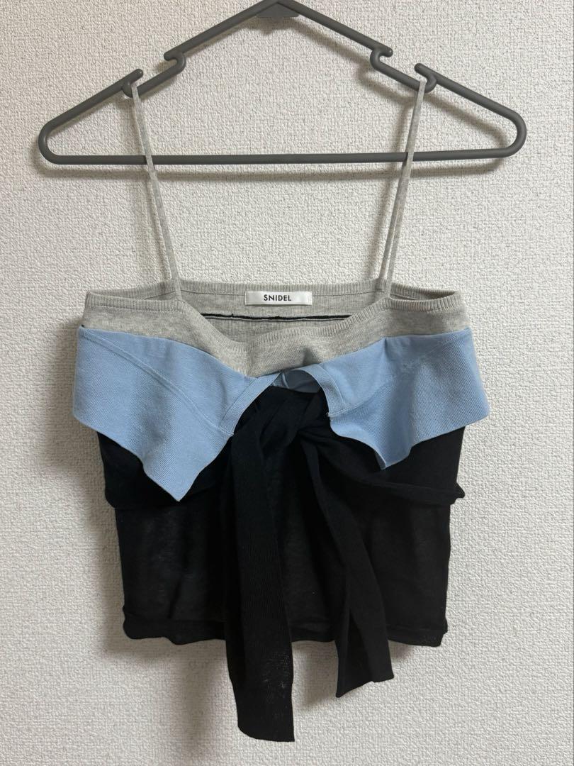 snidel Sustainableツイストニットビスチェ　BLK