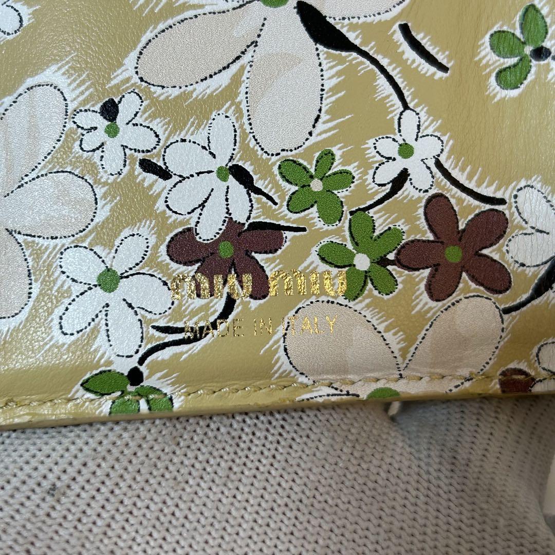 希少✨桜柄/花道】ミュウミュウ 三つ折り財布 ベージュ 美品